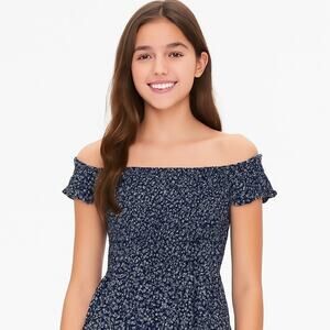 Zaful Floral Off-Shoulder Short Sleeve Babydoll Top - Juniors Size Large